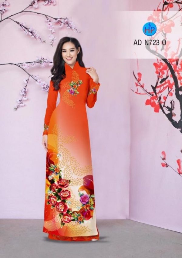 Vải áo dài hoa hồng AD N723