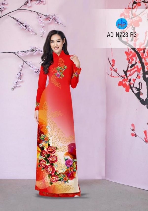 Vải áo dài hoa hồng AD N723