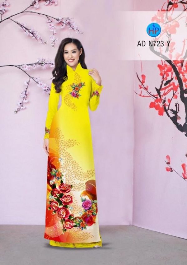 Vải áo dài hoa hồng AD N723