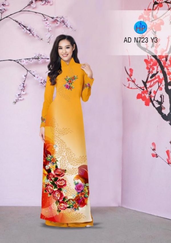 Vải áo dài hoa hồng AD N723