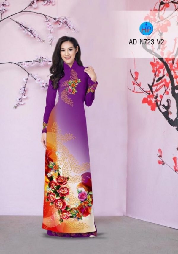 Vải áo dài hoa hồng AD N723