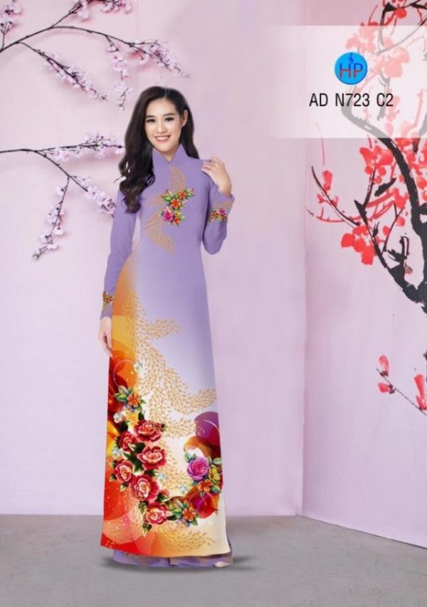 Vải áo dài hoa hồng AD N723