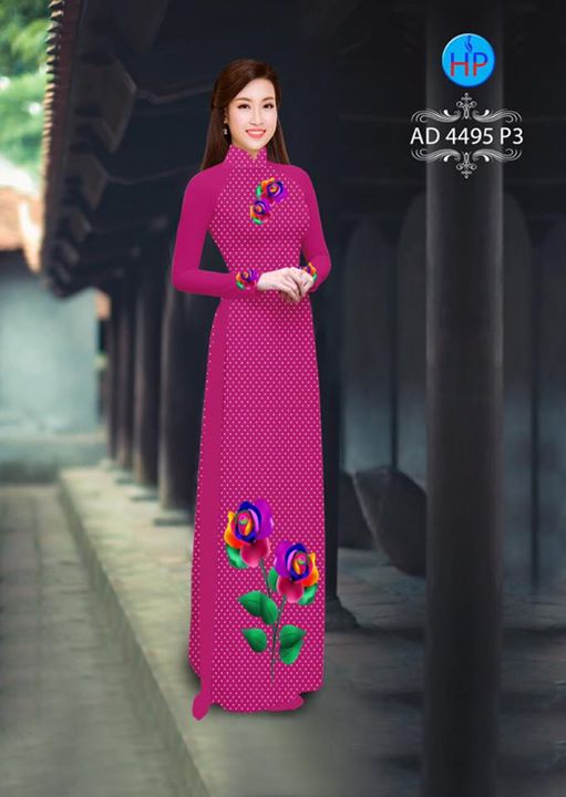 Vải áo dài Hoa hồng và bi đẹp xinh AD 4495 36