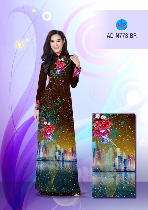 Vải áo dài Hoa và phong cảnh AD N773 27