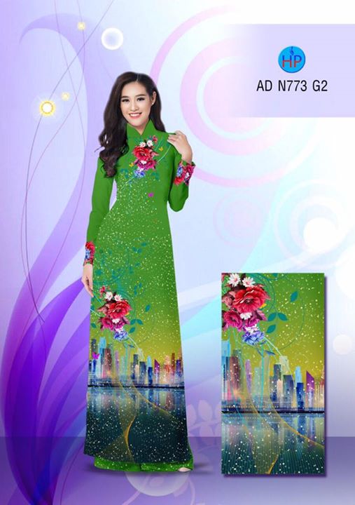 Vải áo dài Hoa và phong cảnh AD N773 31