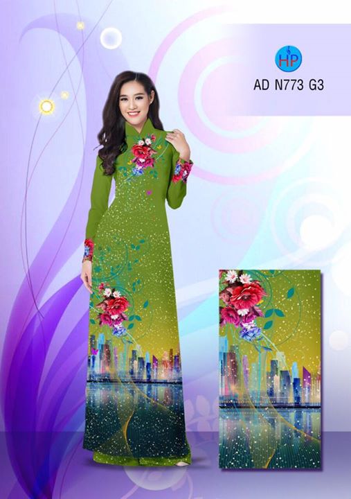 Vải áo dài Hoa và phong cảnh AD N773 30