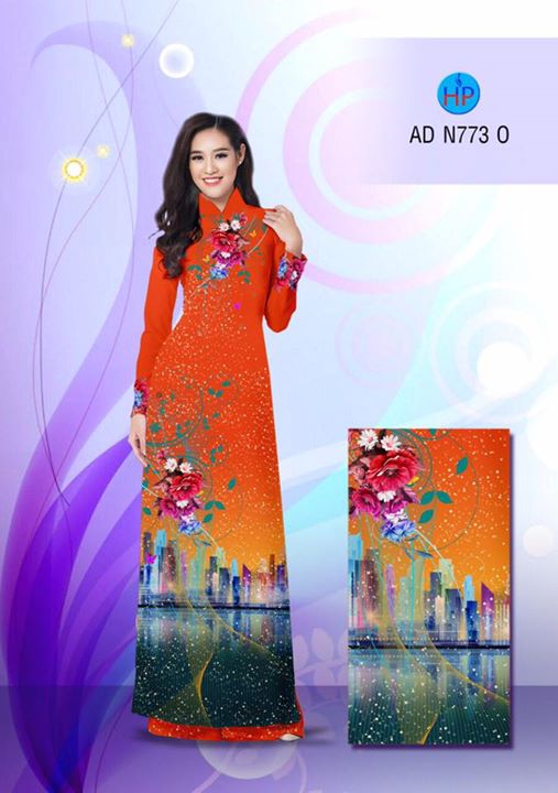 Vải áo dài Hoa và phong cảnh AD N773 32