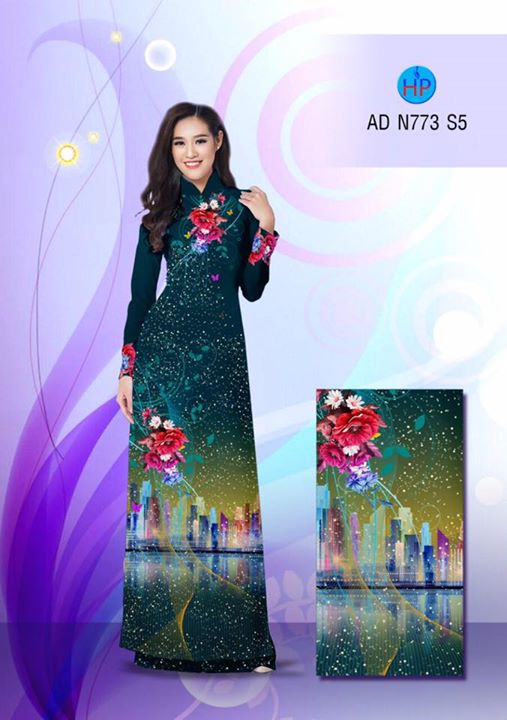 Vải áo dài Hoa và phong cảnh AD N773 36