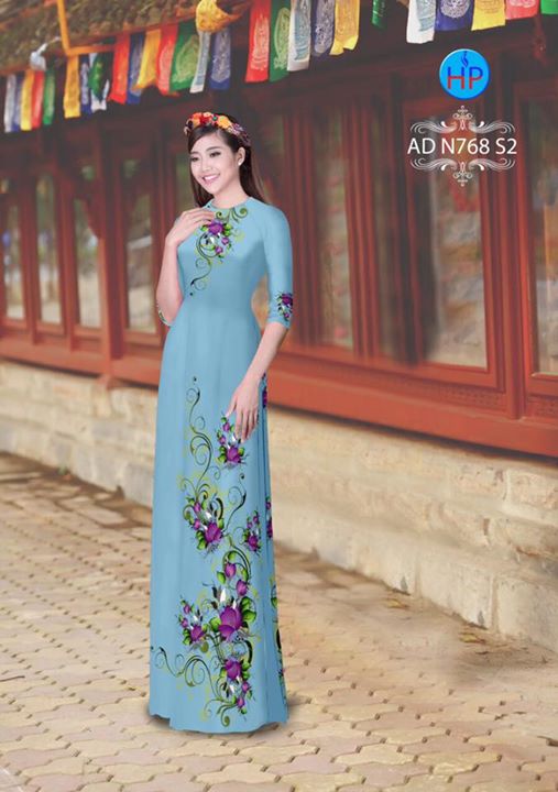 Vải áo dài Hoa in 3D AD N768 34