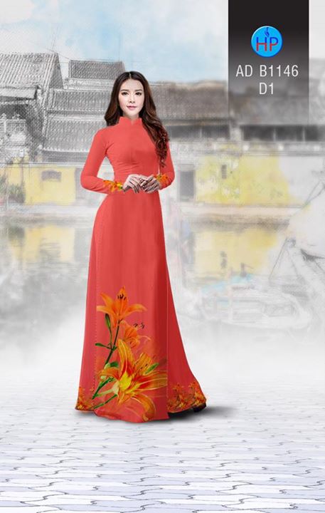 Vải áo dài Hoa lily AD B1146 34