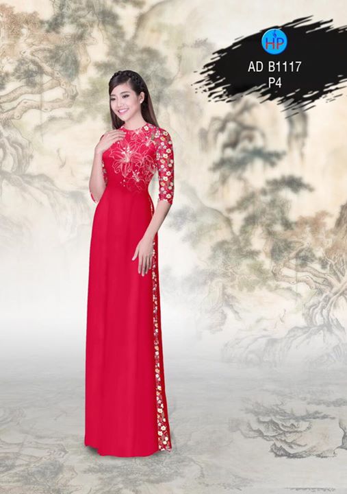 Vải áo dài hoa ly AD B1117 35