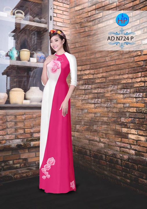 Vải áo dài Hoa hồng phối màu AD N724 33