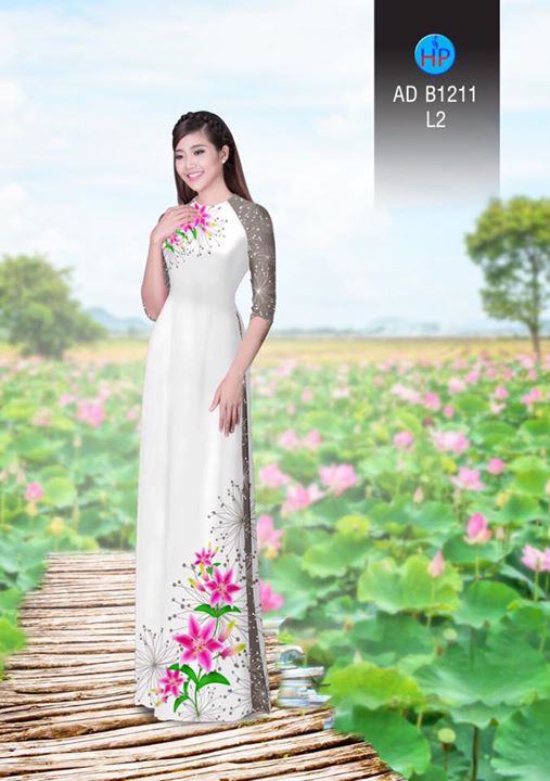 Vải áo dài Hoa lily AD B1211 35