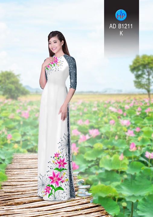 Vải áo dài Hoa lily AD B1211 37