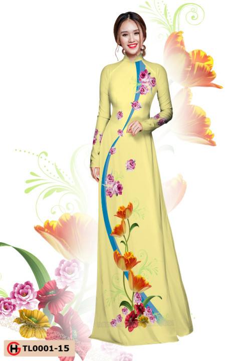 Vải áo dài hoa cúc đẹp AD TL 0001 27
