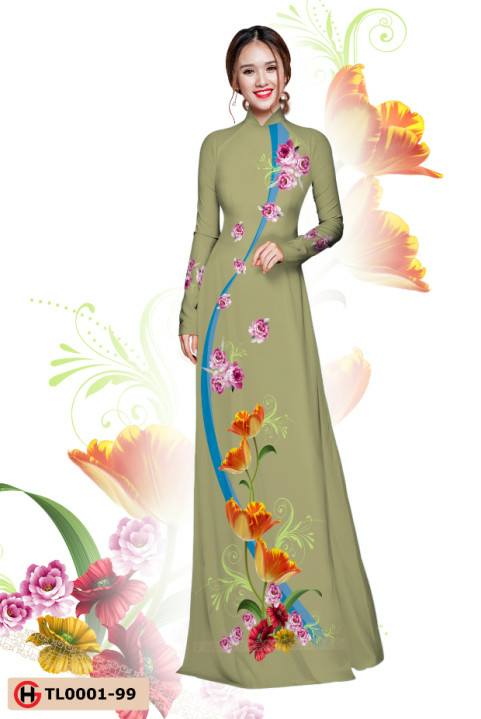 Vải áo dài hoa cúc đẹp AD TL 0001 36
