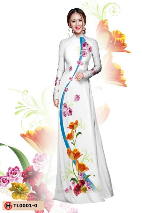Vải áo dài hoa cúc đẹp AD TL 0001 37
