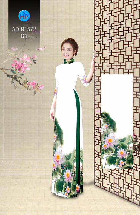 Vải áo dài Hoa Sen thanh khiết dịu dàng AD B1572 30