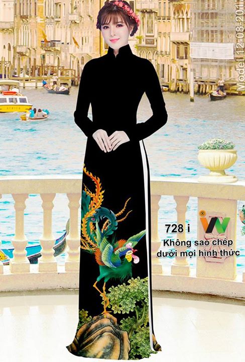 Vải áo dài chim công AD IW 728 34