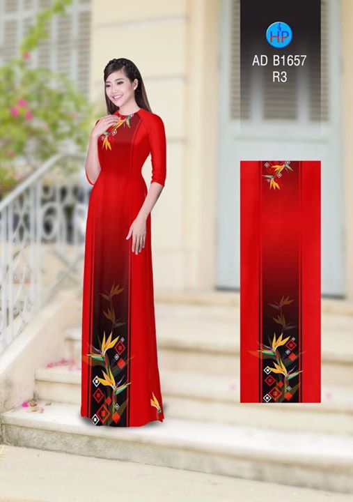 Vải áo dài Hoa Thiên Đà Điểu đẹp kiêu sa AD B1657