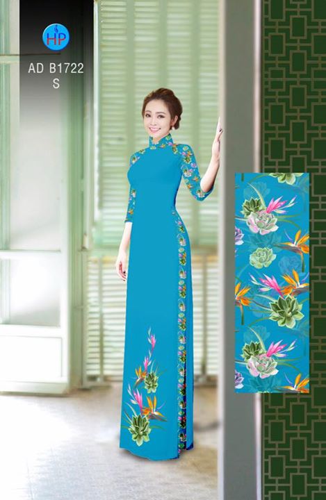 Vải áo dài Hoa Sen và hoa Thiên Điểu AD B1722 32