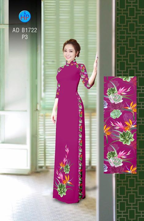 Vải áo dài Hoa Sen và hoa Thiên Điểu AD B1722 34