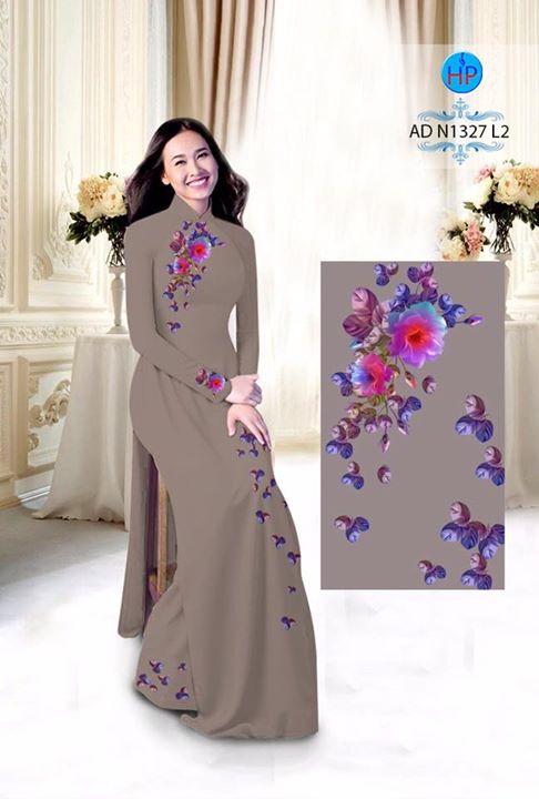 Vải áo dài Hoa in 3D AD 33