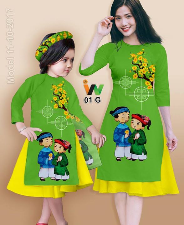 Vải áo dài cách tân mẹ và bé AD IW01 31