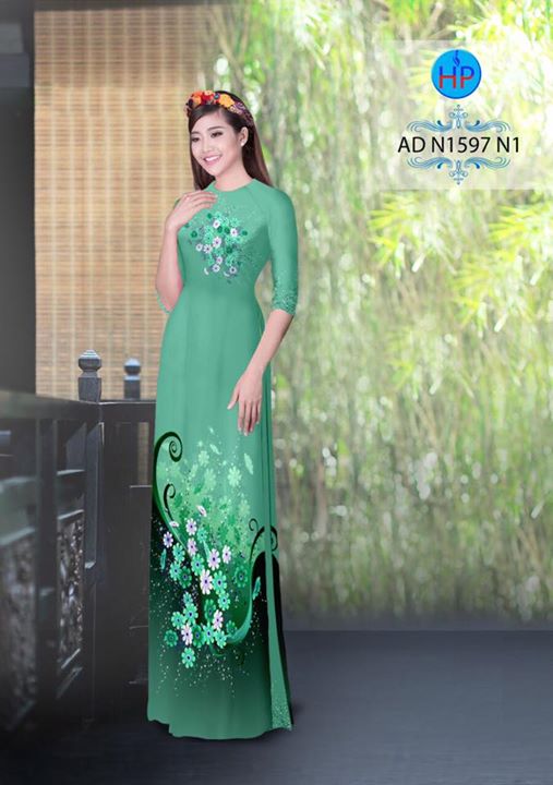 Vải áo dài Hoa Cúc đẹp sang AD N1597 29