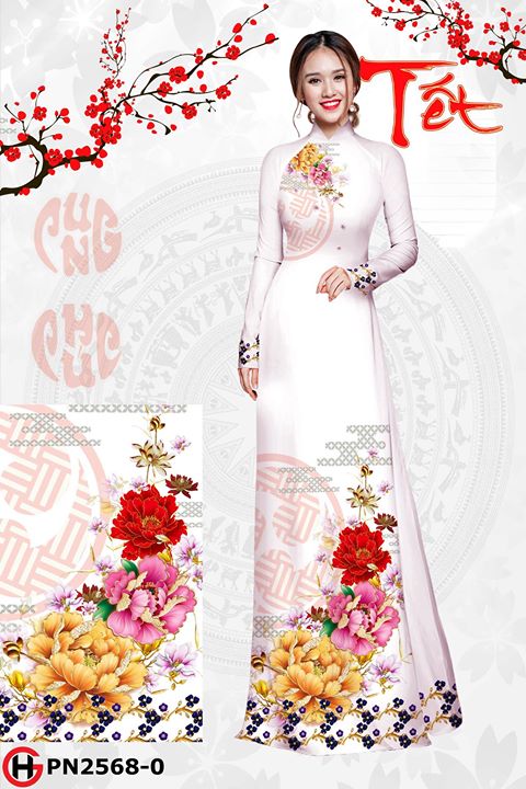 Vải áo dài Hoa Mẫu Đơn Đón Xuân AD PN2568 27