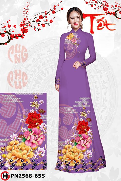 Vải áo dài Hoa Mẫu Đơn Đón Xuân AD PN2568 31