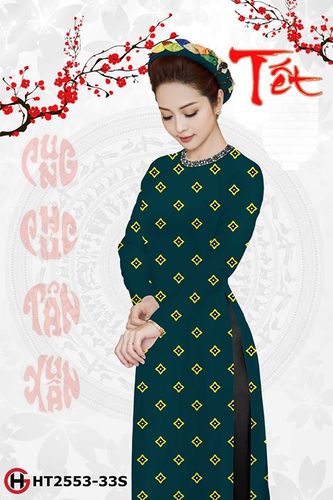 Vải áo dài chấm bi vuông AD HT2553 37