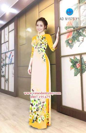 Vải áo dài Hoa in 3D đẹp AD N1575 34