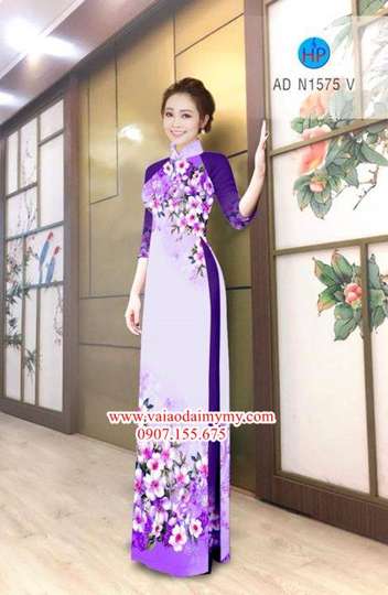 Vải áo dài Hoa in 3D đẹp AD N1575 35