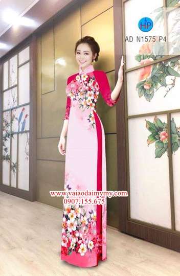Vải áo dài Hoa in 3D đẹp AD N1575 36