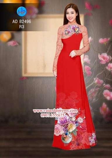 Vải áo dài Hoa in 3D AD B2496 30