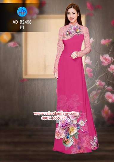 Vải áo dài Hoa in 3D AD B2496 33