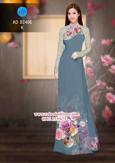 Vải áo dài Hoa in 3D AD B2496 36