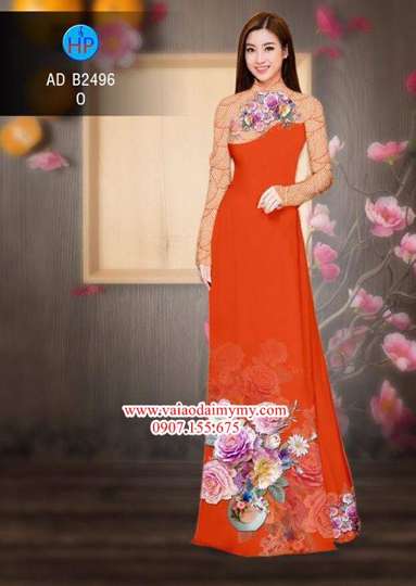 Vải áo dài Hoa in 3D AD B2496 34