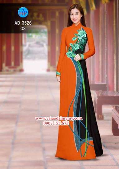 vai ao dai hoa hong xanh 3d dep long lay ad