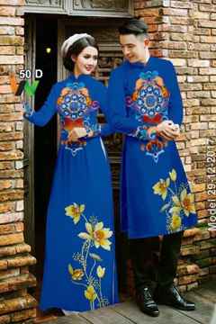Vải áo dài cặp đôi hoa đẹp AD IW 50 47