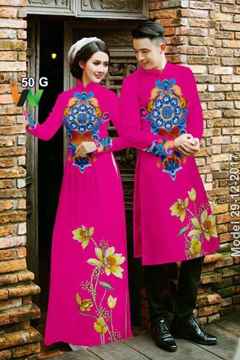 Vải áo dài cặp đôi hoa đẹp AD IW 50 51