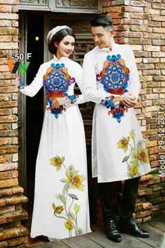 Vải áo dài cặp đôi hoa đẹp AD IW 50 52