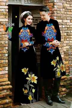 Vải áo dài cặp đôi hoa đẹp AD IW 50 54