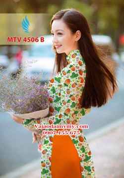 Vải áo dài hình trái cây nguyên áo AD MTV 4506 27