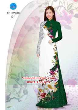Vải áo dài Sếu và hoa - đẹp sang AD B2980 33
