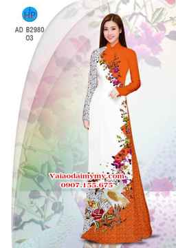 Vải áo dài Sếu và hoa - đẹp sang AD B2980 31