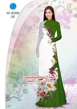 Vải áo dài Sếu và hoa - đẹp sang AD B2980 34