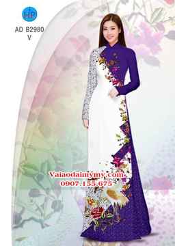 Vải áo dài Sếu và hoa - đẹp sang AD B2980 35