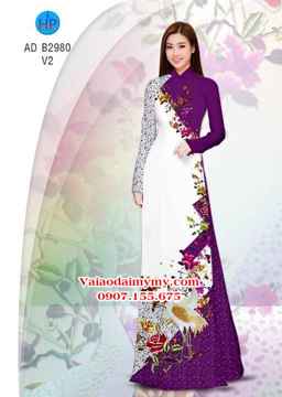 Vải áo dài Sếu và hoa - đẹp sang AD B2980 36